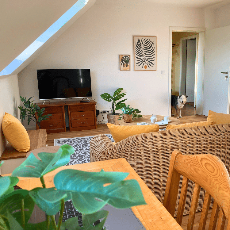 Möblierte Wohnung Nähe Maximilianpark in Hamm Wohnzimmer mit TV